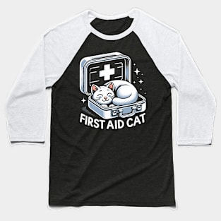 First Aid Cat Pun Nurse Doctor Healthcare Novelty Funny Cat Baseball T-Shirt